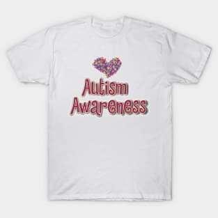 Autism Awareness Flower Heart T-Shirt